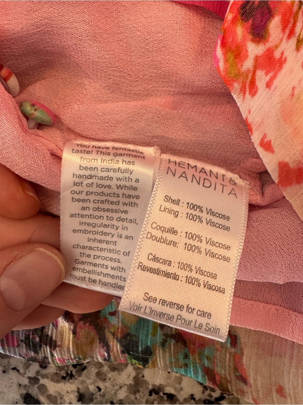 HEMANT & NANDITA x REVOLVE Sage Floral Romper Pink Boho XS Missing Sash $298 - Picture 6 of 12